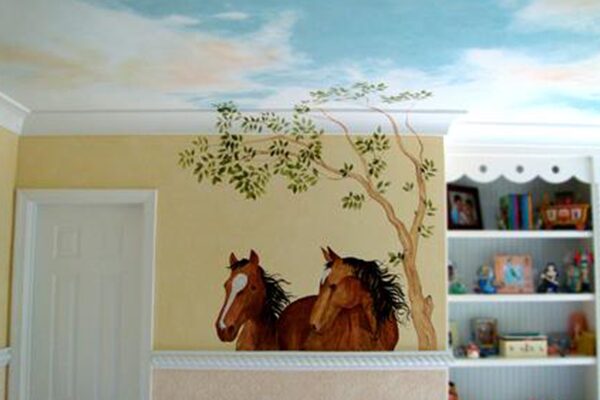 Beautiful wall painting of two horses